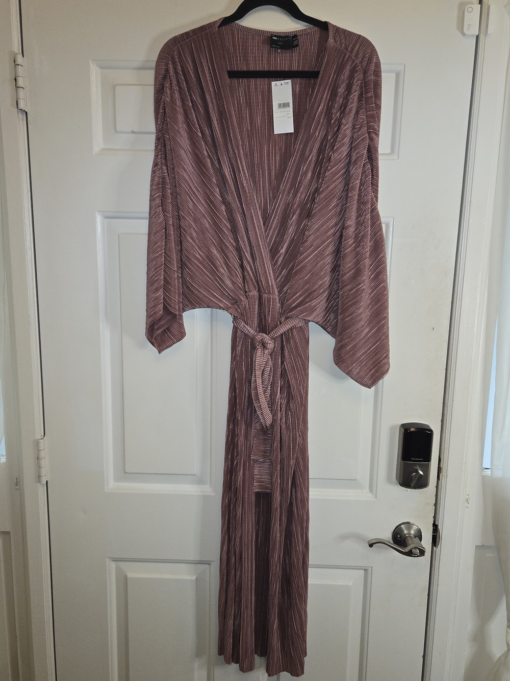 ASOS Curve Pleated Wrap Robe in Mauve
